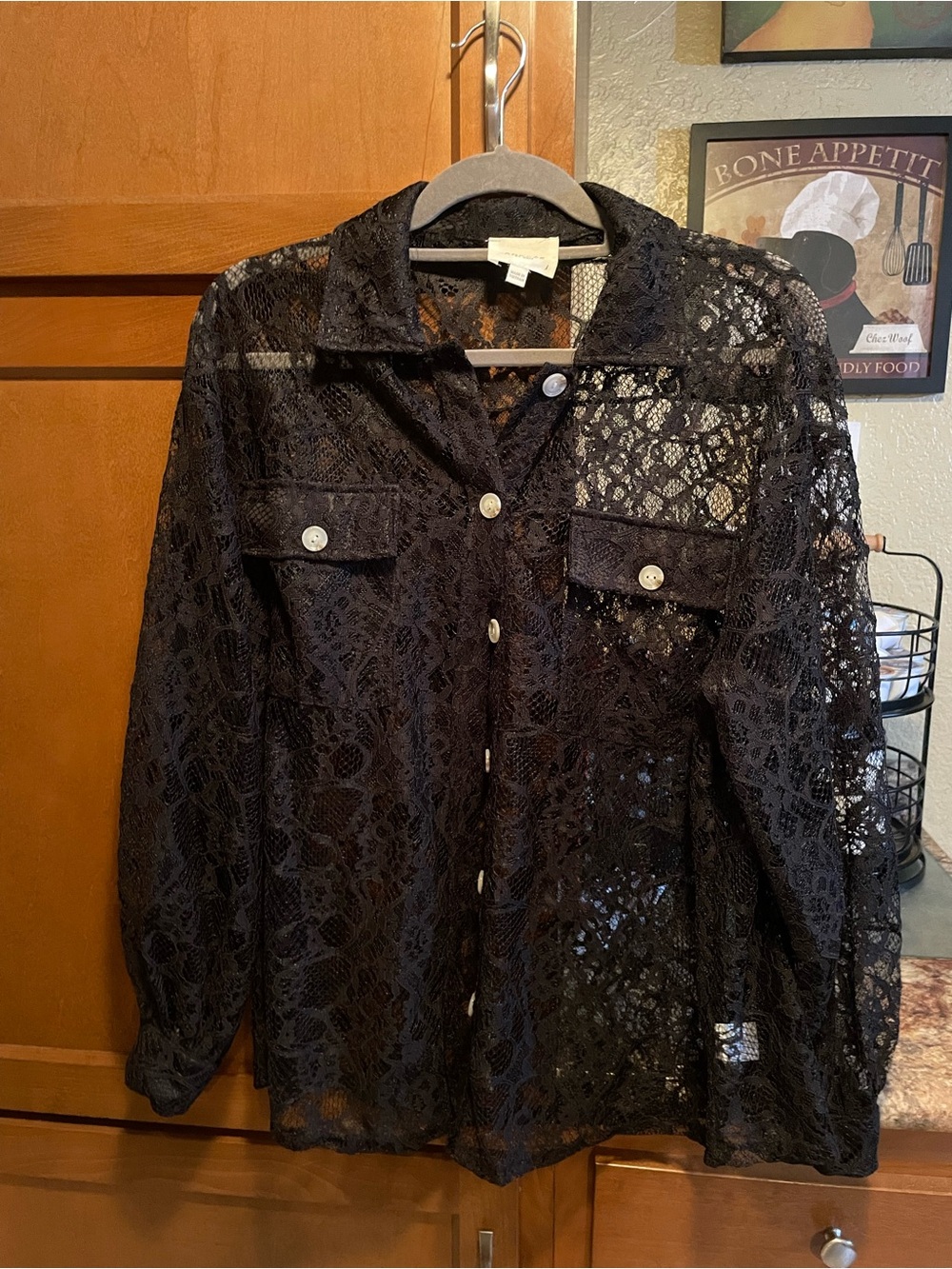 ANDRÉE BY UNIT Black Lace Overlay Blouse